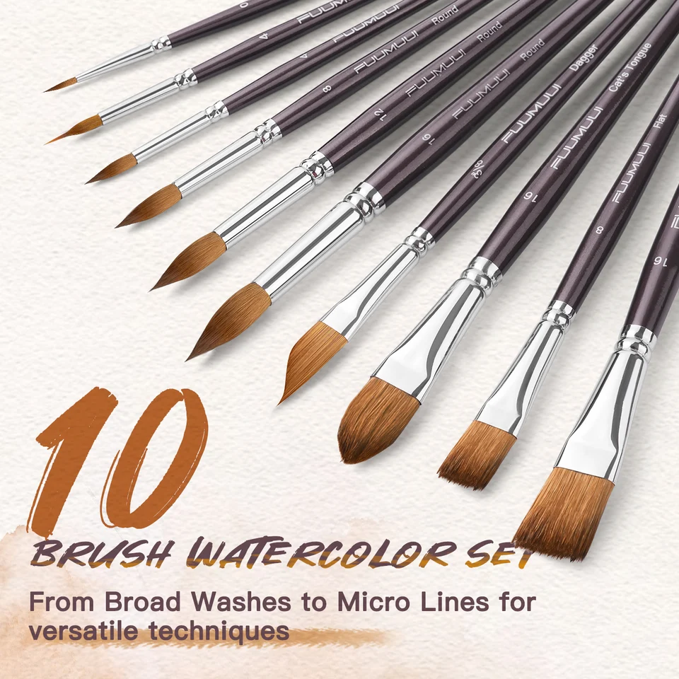 Fuumuui Natural Sable 10 piece Brush Set - Image 4